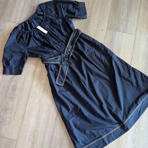 J crew brand new with tags navy blue midi dress puff sleeves M / 10